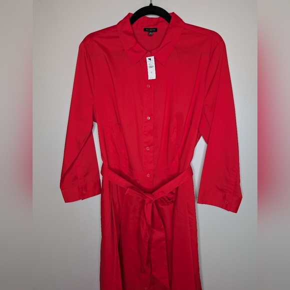 Talbots Belted Shirt Dress Red sz 12 NWT - Picture 4 of 11